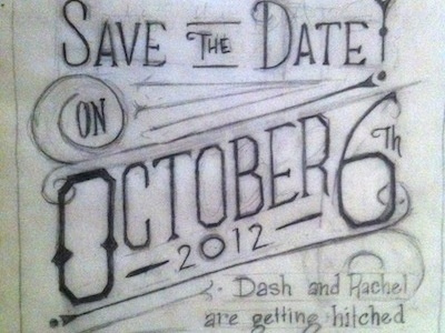 Save the Date Sketch 1920s hand drawn type sketch