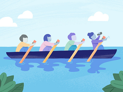 Rowing Together boat icon illustration leadership management texture vector