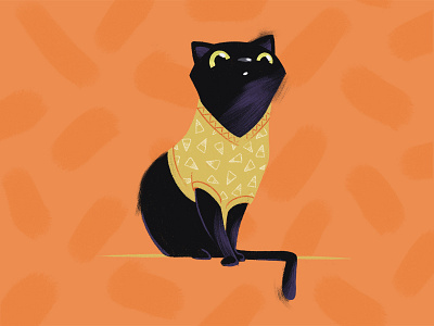 Spooky Cat black cat drawing halloween illustration texture