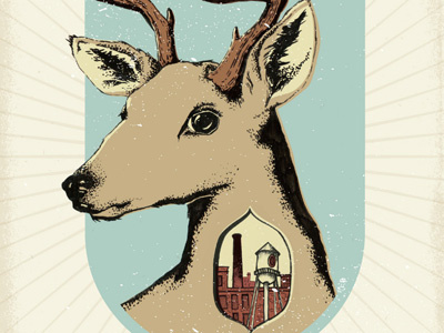 Oh Deer deer drawing durham gig poster ink