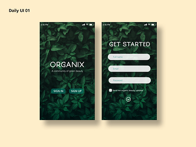Daily UI design mobile signup organiccompany signuppage ui