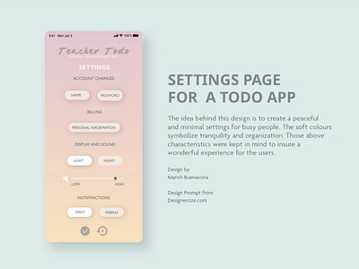 Settings for a To do app
