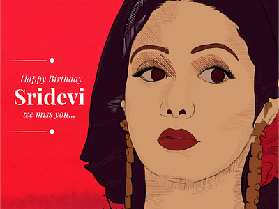 Happy Birthday Sridevi birthday illustration minimalist portrait