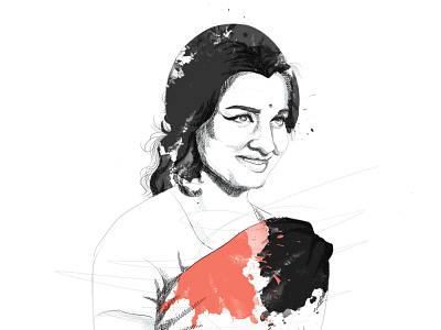 Asha Parekh 60s 70s actress asha parekh business illustration digital art digital illustration illustration india pen and ink portrait sketch successful