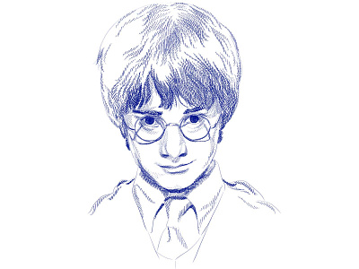 Harry Potter actor blue pen boy business illustration design digital art digital illustration harry potter hollywood illustration pen and ink portrait sketch