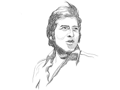 Vinod Khanna 60s 70s actor business illustration digital art digital illustration illustration india pen and ink portrait sketch