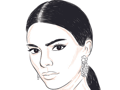 Kendall Jenner birthday business illustration digital art digital illustration graphic design illustration illustrator minimalist pen and ink portrait vector
