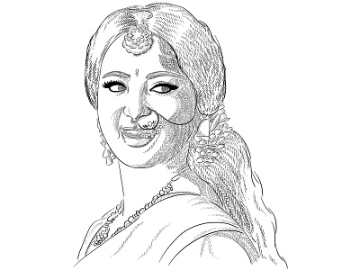 Anushka Shetty actor birthday business illustration design digital art digital illustration illustration minimalist pen and ink portrait