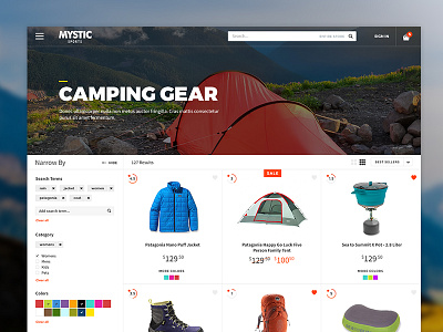 Category Page Layout camping category page ecommerce search results store web web design