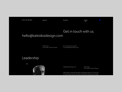 Contact Page - Kaleidoz Agency Website 3d agency branding clean landing landing page minimal motion design motion graphic photo photography portfolio typography ui ux web web design website