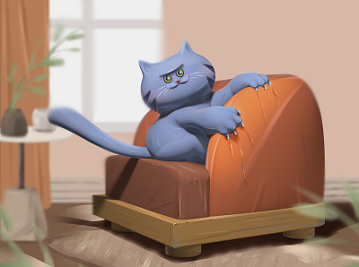 有些时候讲道理是没有用的，比如，猫爱抓沙发 design graphic design illustration 厚涂 可爱 猫