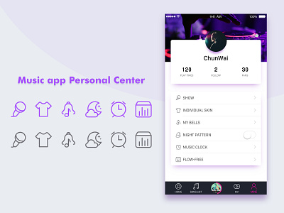 Music App Personal Center ui 图标