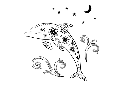 Ornamental World - dolphin dolphin illustration olya leroy ornaments