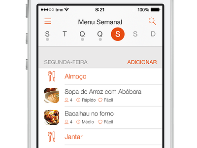 SAPO Sabores - Weekend Menu calendar comida cook cooking cozinha food ios ios7 iphone sabores sapo ui