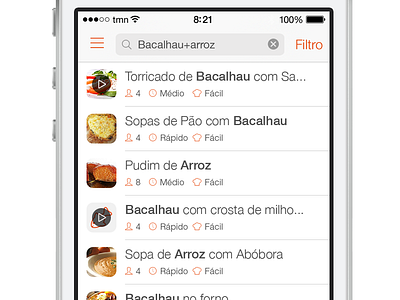 SAPO Sabores - Search Results comida cook cooking cozinha food ios ios7 iphone sabores sapo search ui