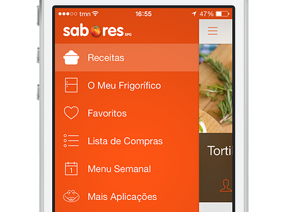 SAPO Sabores - Slide Menu cook cooking food ios ios7 iphone menu sabores sapo sidebar slide menu slidemenu