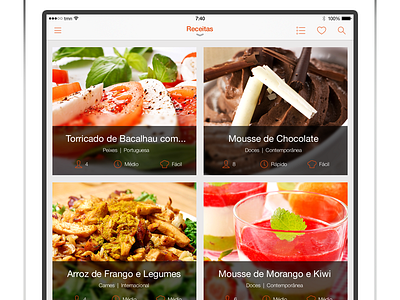 iPad SAPO Sabores - Slide Menu comida cook cooking cozinha food ios ios7 ipad iphone recipe sabores sapo