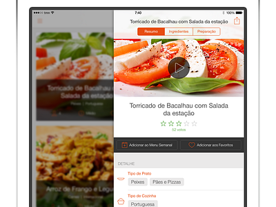 iPad SAPO Sabores - Recipe comida cook cooking cozinha food ios ios7 ipad iphone sabores sapo ui