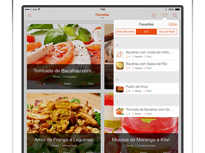 iPad SAPO Sabores - Favourites comida cook cooking cozinha food ios ios 7 ios7 iphone sabores sapo ui