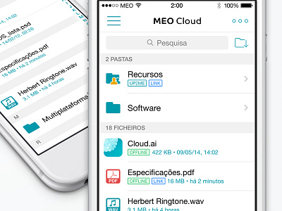 MEO Cloud - Files List animation app cloud download files ios ipad iphone meo mobile ui upload