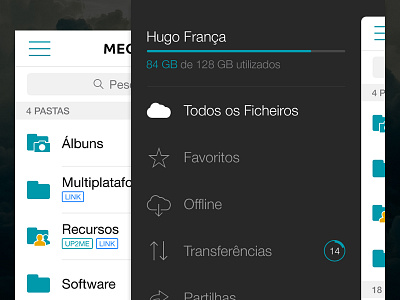 MEO Cloud - Slidemenu app cloud download ios ipad iphone menu meo mobile slidemenu ui upload