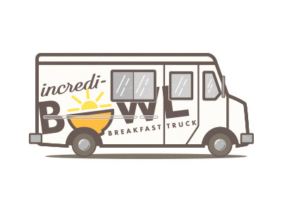 Incredi-Bowl Food Truck Illustration branding breakfast flat food truck illustration logo mark thick lines vector