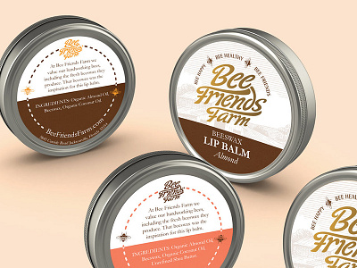 Bee Friends Farm Lip Balm Labels branding illustration label design layout package design typography