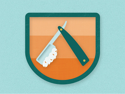 #ManBadgeMay no. 3: Use A Straight Razor adobe badge branding flat illustrator patch razor shave shield texture vector