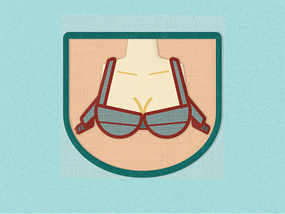 Final #ManBadgeMay: Unhook A Bra adobe badge boobies bra branding flat illustrator patch texture vector