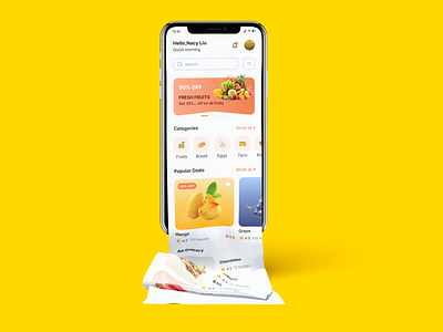 Home page design of food app app design graphic design ui