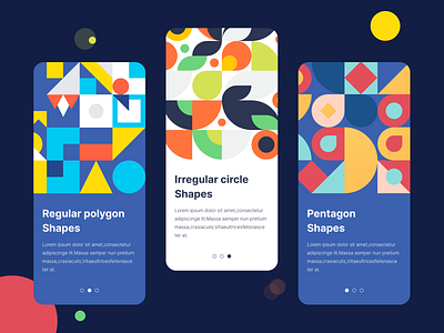 Geometric Shape Onboarding Page UI UX Design animation app art branding circle design graphic design graphical icon illustration illustrator logo logo design splicing square start page typography ui ux vector