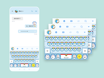 inputting method app branding cartoon design icon illustration inputting method interface keyboard mobile theme ui ux 多啦a梦 蓝胖子 输入法