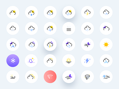 weather icon app branding cloudy cloudy to clear design graphic design haze icon illustration logo moon rain snow sun typography ui ux vector weather wind