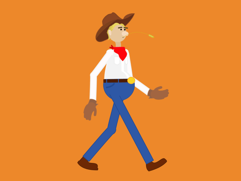 The Rubber-hose Rancher animation blue jeans cowboy farmer rancher rubber hose walk walk cycle