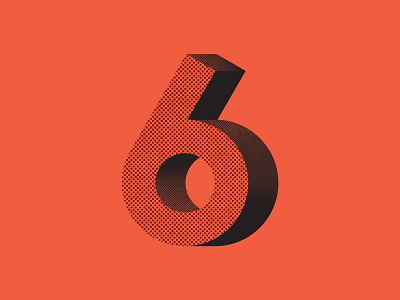 6 halftone numbers red orange style textures