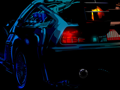 The Delorean digital drawing illustration illustrator