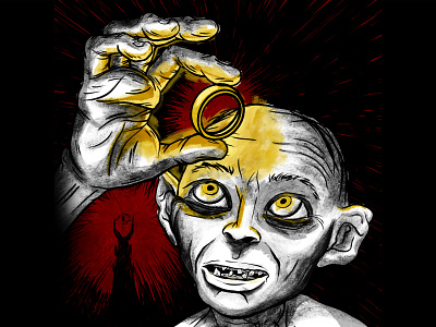 Inktober - Precious character gollum illustration illustrator ilustração inktober inktober2019 ipad pro lord of the rings mordor procreate the one ring
