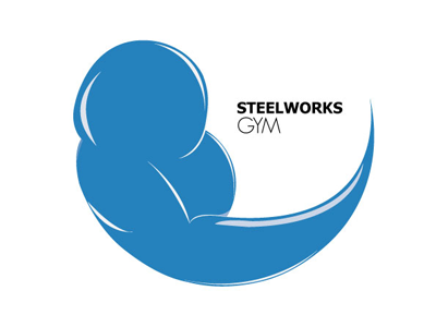 Steelworks Gym active arm biceps blue body gym logo muscle steelworks strength tense weights