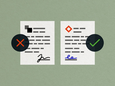 Bogus vs. Legitimate check clean design flat icon icons illustration letter simple texture vector x