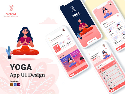 Yoga App UI Design android app app design app ui branding creative app design fitness app graphic design health app illustration ios app logo meditation app ui design ui trending uiux yoga yoga app yoga ui ux