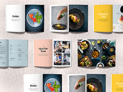 Food moments food and drink brochure brand brochure colour design drink food layout menu photography print spreads type yellow