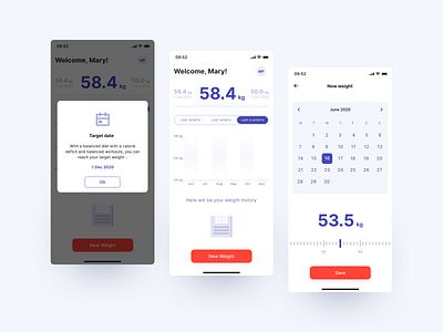 Weight tracker App appdesign fitness app health mobile tracker uidesign weight loss