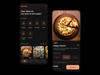 UI Design for Pizza Ordering App app design cleanui pizza pizza app pizza app ui pizza app ui design pizza ordering app ui ui design