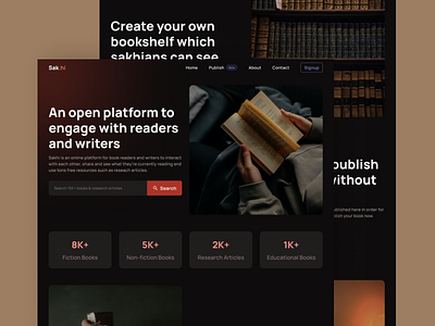 An E-library responsive landing Page Design : Sakhi case study figma landing page online library responsive responsive website sakhi ui ui design visual design website