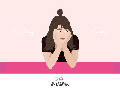 Hello Dribbble! character first shot flat girl hello hello dribbble illustraion lady me person personal ui vector woman