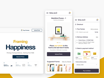 Shajao - Online framing studio ecommerce framing mobile first product product design progressive web app pwa responsive user experience ux web design