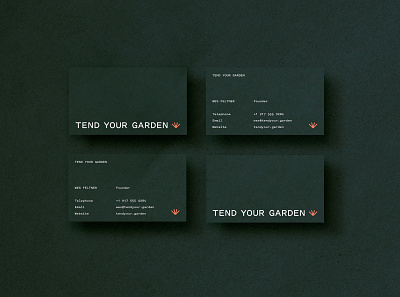 Tend Your Garden business cards collateral garden green icon identity pitch sans