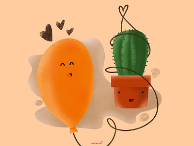 Love is all you need! baloon cactus illustration digital art digital illustration illustration love procreateapp