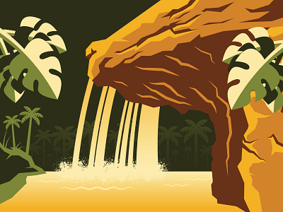 8th Wonder 8th wonder of the world adventure adventureland cruise disney disneyland illustration jungle jungle cruise palm tree tropical vector waterfall