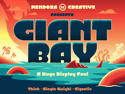 Giant Bay Font beach creature font giant giant bay gigantic illustration kraken monster palm tree sea type typography vector